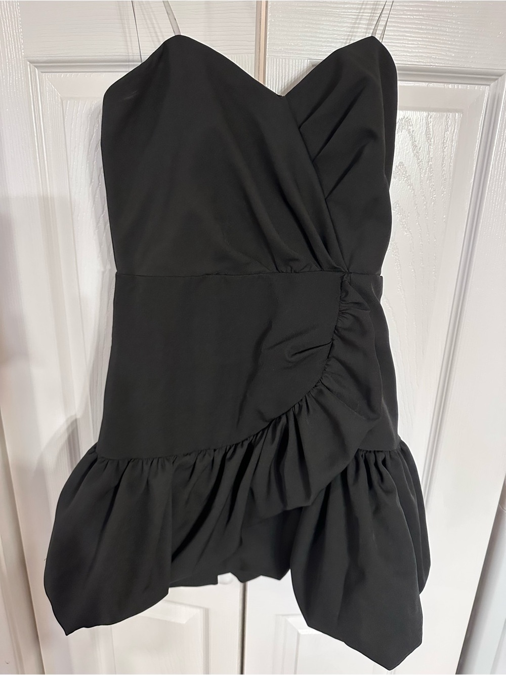 Strapless Black Ruffle Mini Dress Size S